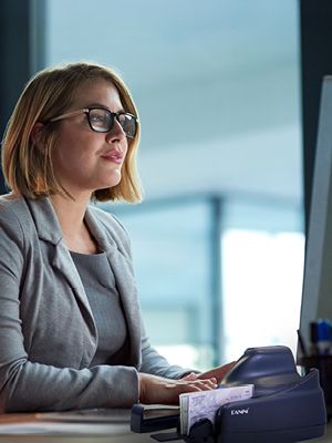 Woman using a computer