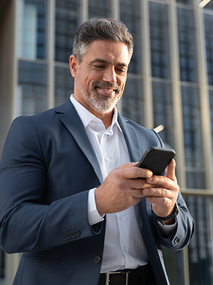 man looking at his phone