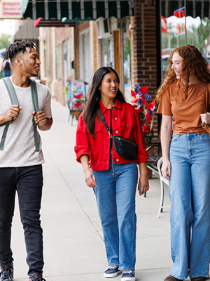3 people walking