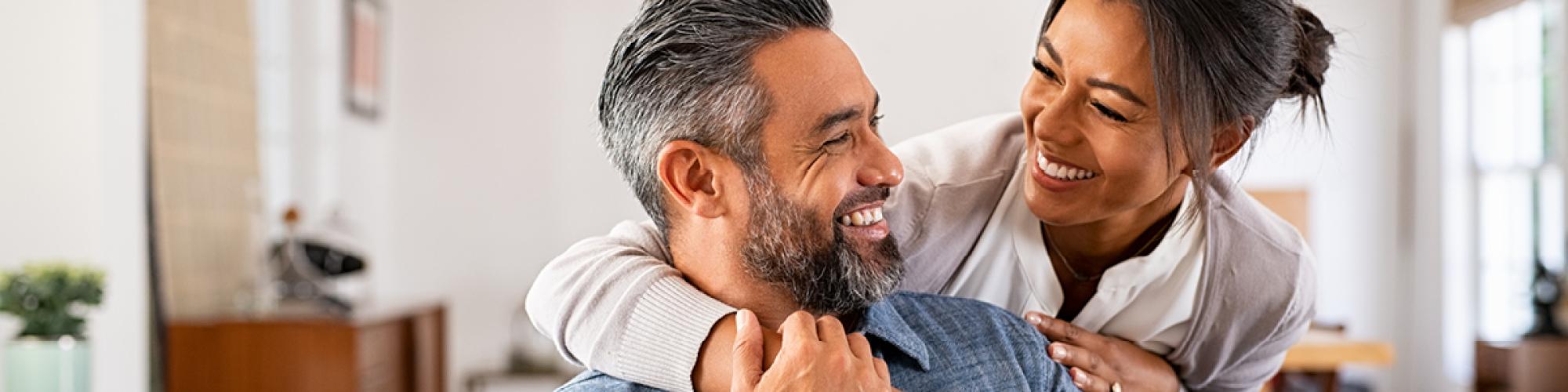 couple looking at each other smiling