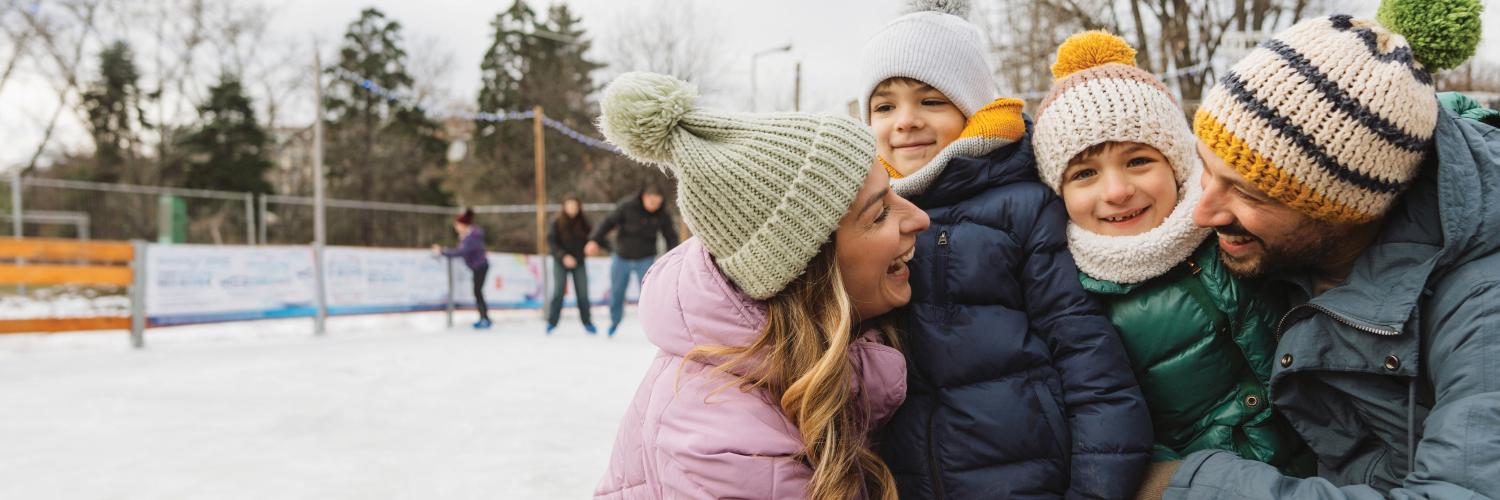 family wearing winter clothes