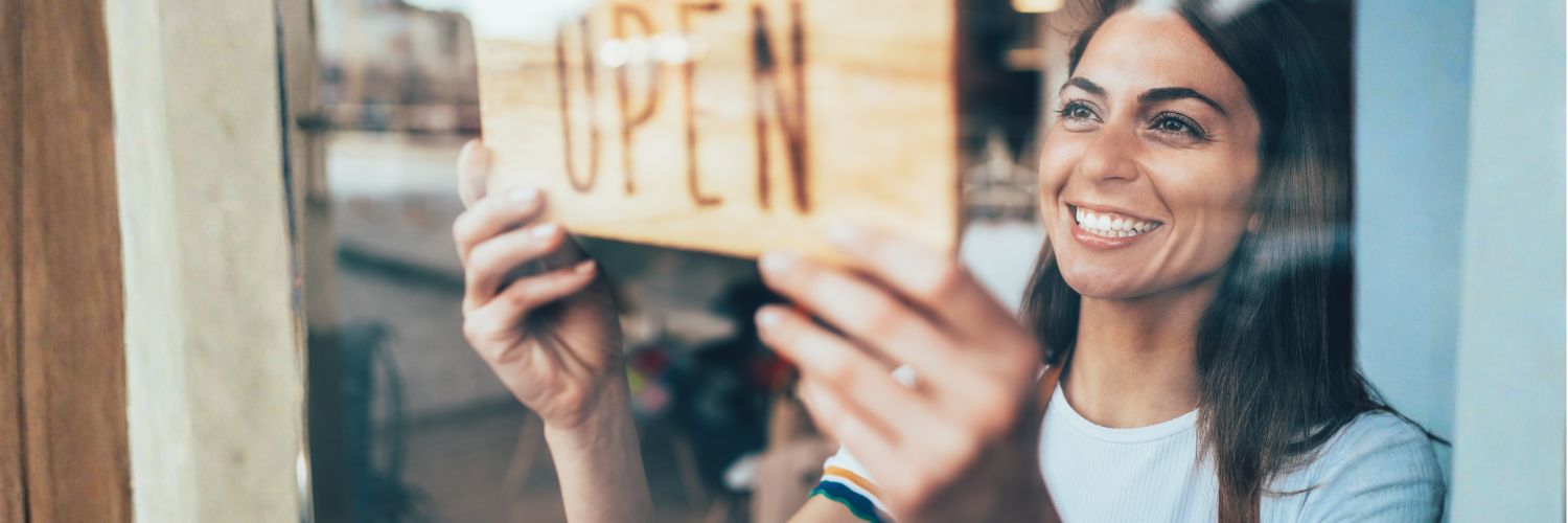 woman opening her business