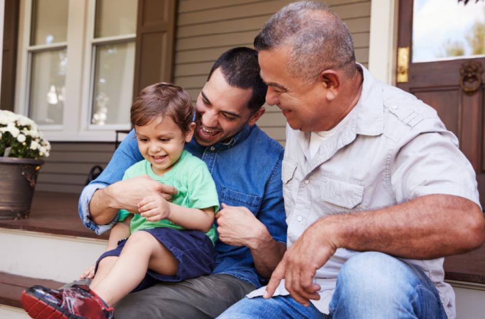 Picture of a family sitting on the porch