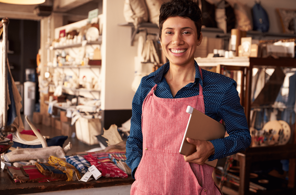 a woman smiling