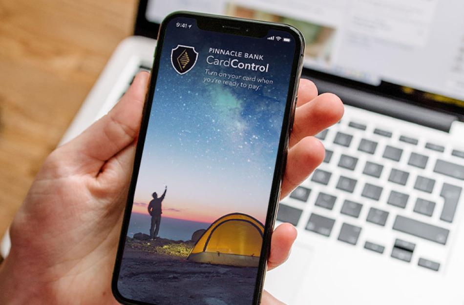 picture of someone looking at the CardControl app
