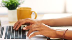 woman working at a laptop