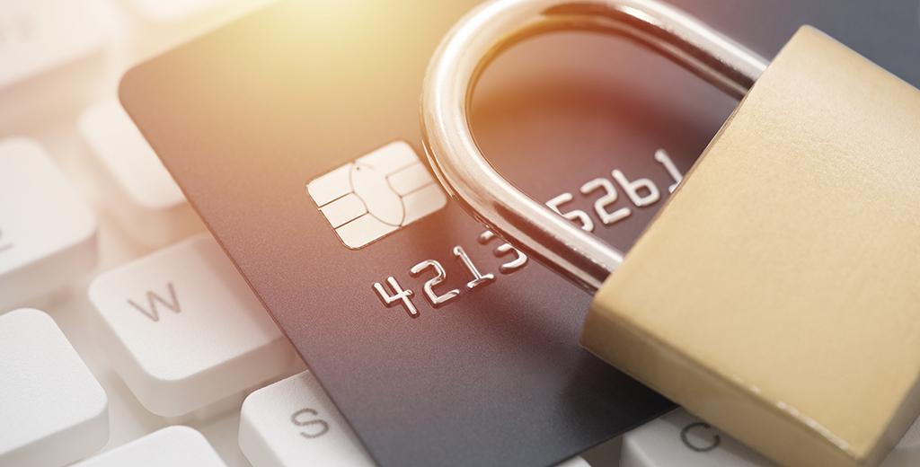 Credit card with a padlock on top of it.